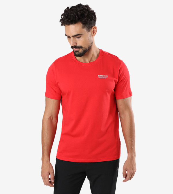 Round Neck Short Sleeve T-shirt - Red