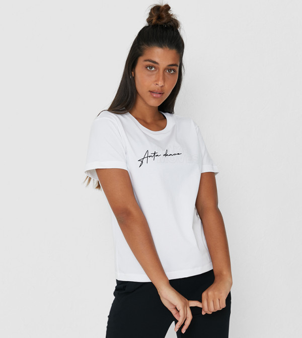 قميص بأكمام قصيرة - أبيض