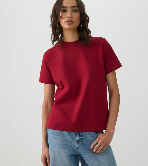 Solid Relaxed Fit Short Sleeves T-Shirt