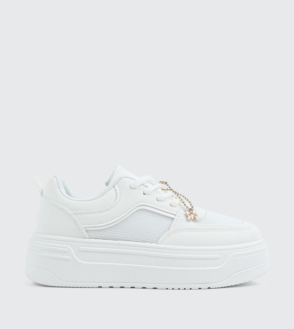 Charm Detail Platform Lace-Up Sneakers