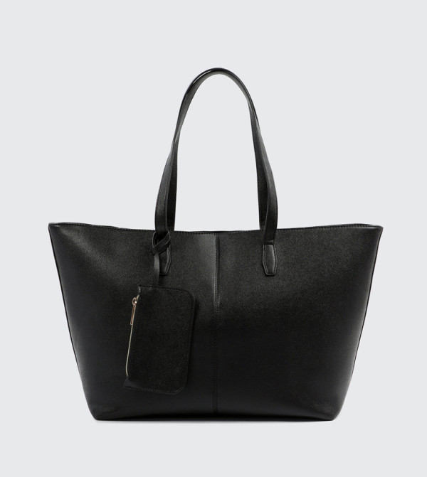 Textured Tote Bag with Coin Pouch
