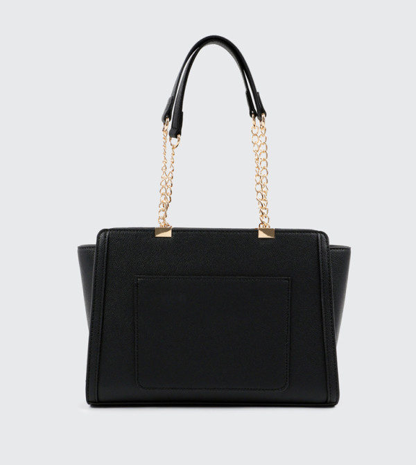 Faux Leather Shoulder Bag with Chain Strap