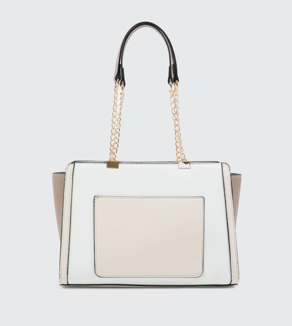 Faux Leather Shoulder Bag with Chain Strap