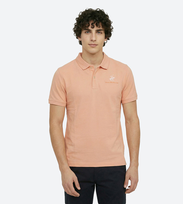 تيشيرت بولو كم قصير بشعار مطرز  