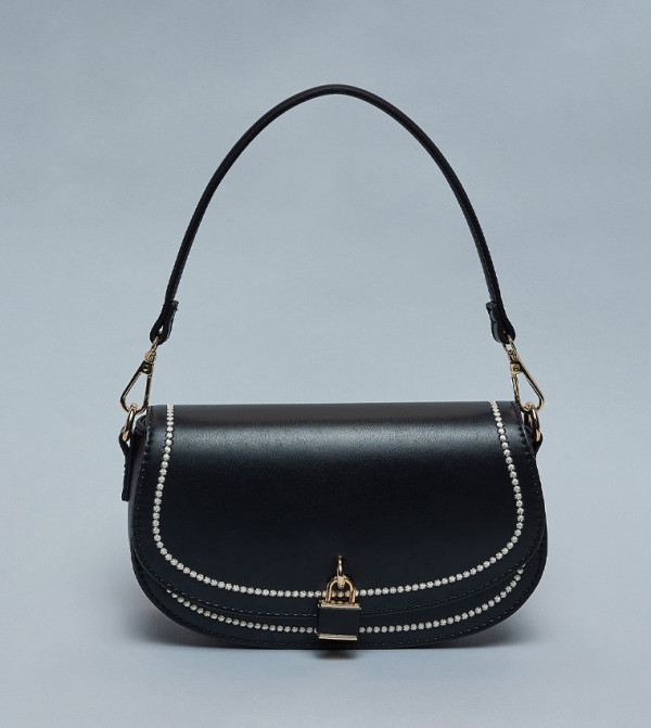 Embroidered Flap Shoulder Bag