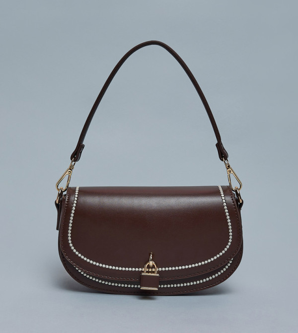 Embroidered Flap Shoulder Bag