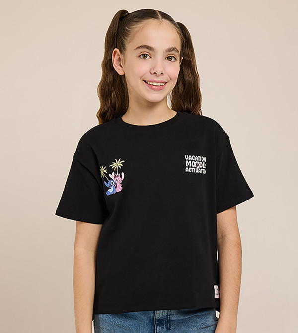 Printed T-Shirt with Crew Neck and Short Sleeves