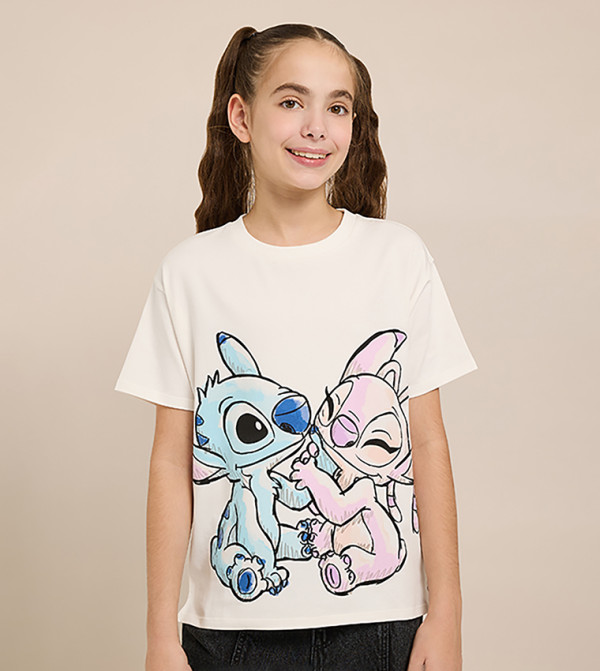 تيشيرت كم قصير بقبة مستديرة 