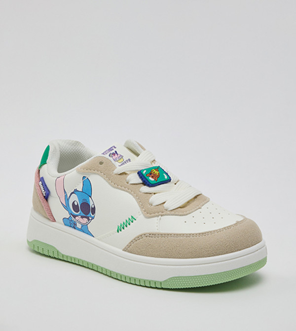 Stitch Print Lace Up Sneakers