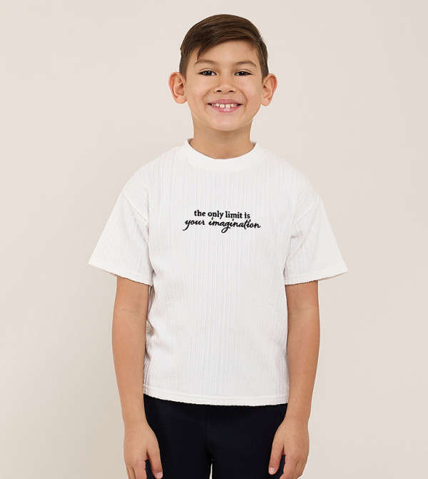 Embroidered T-Shirt with Crew Neck and Short Sleeves