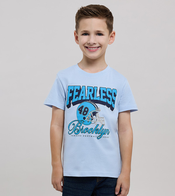 تيشيرت كم قصير بقبة مستديرة بطبعة