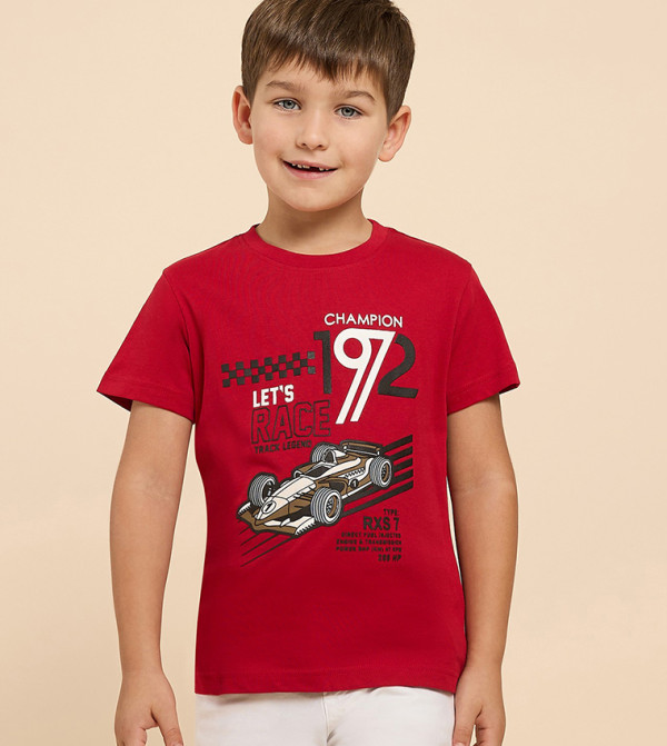 Printed T-Shirt with Crew Neck and Short Sleeves