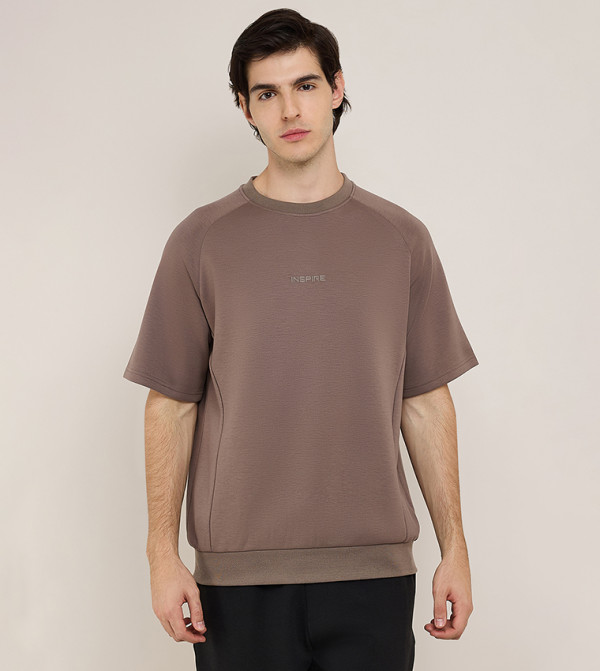 Embroidery Detail T-Shirt with Crew Neck and Short Sleeves