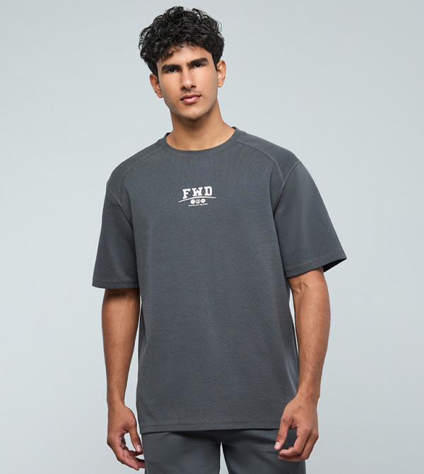 Printed T-Shirt with V-Neck and Short Sleeves