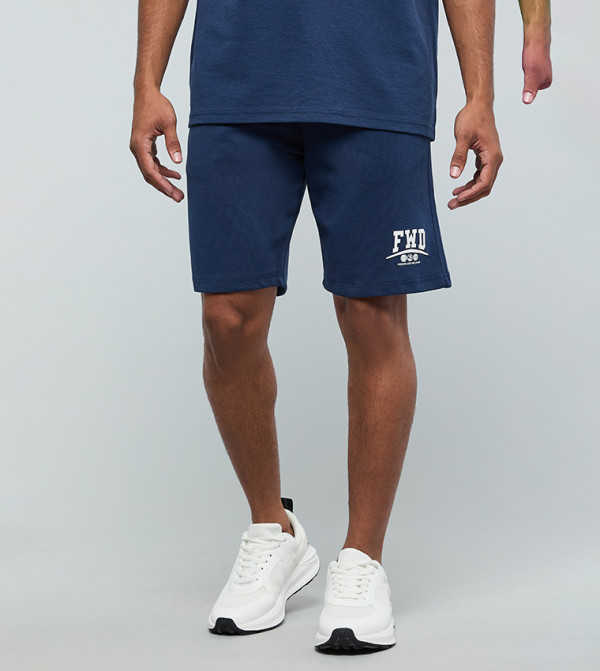 Print Detail Shorts with Drawstring Waist