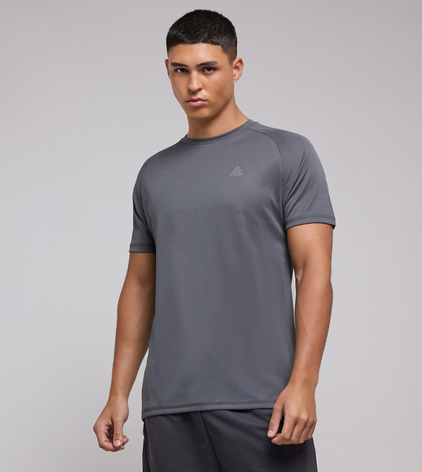 Logo Detail Active T-Shirt with Crew Neck and Short Sleeves