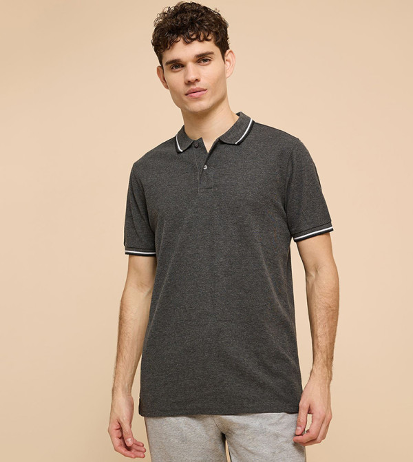 Contrast Tipping Polo T-Shirt with Short Sleeves