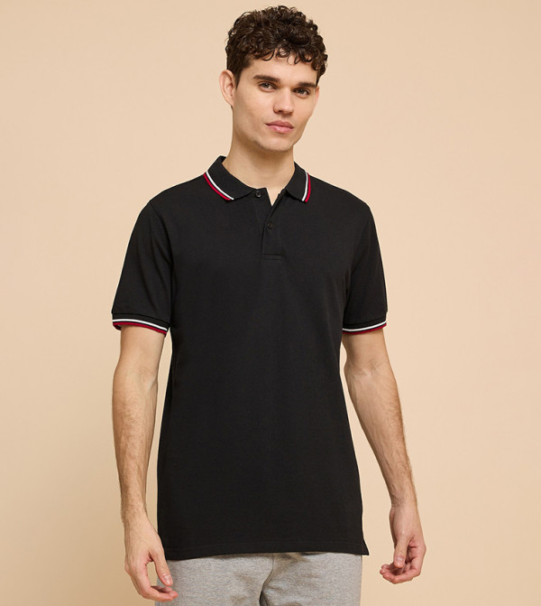 Contrast Tipping Polo T-Shirt with Short Sleeves