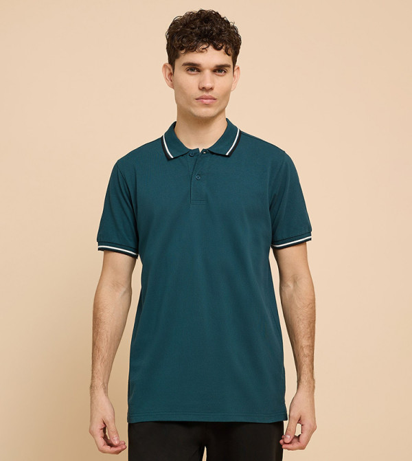 Contrast Tipping Polo T-Shirt with Short Sleeves