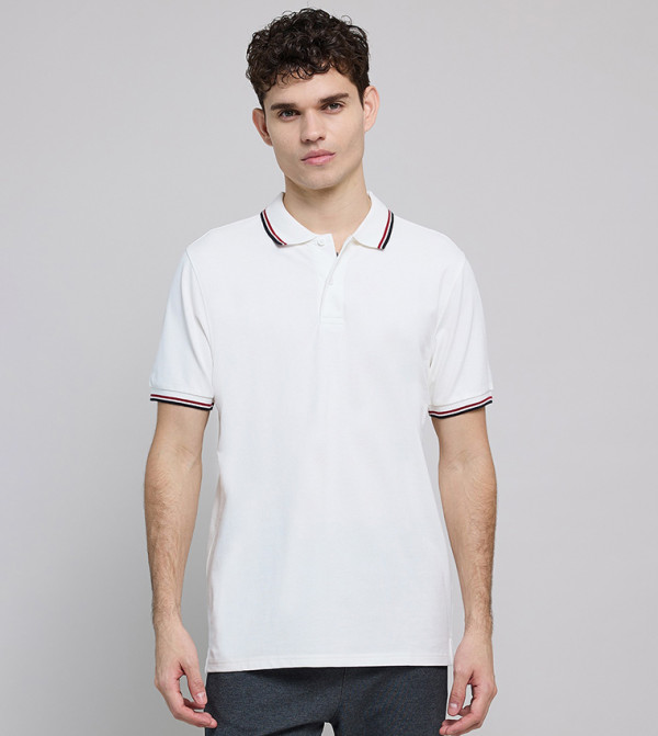 Contrast Tipping Polo T-Shirt with Short Sleeves