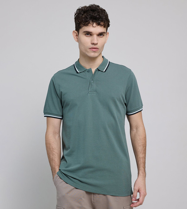 Contrast Tipping Polo T-Shirt with Short Sleeves