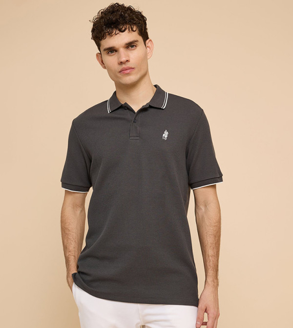 Logo Embroidered Polo T-Shirt with Short Sleeves