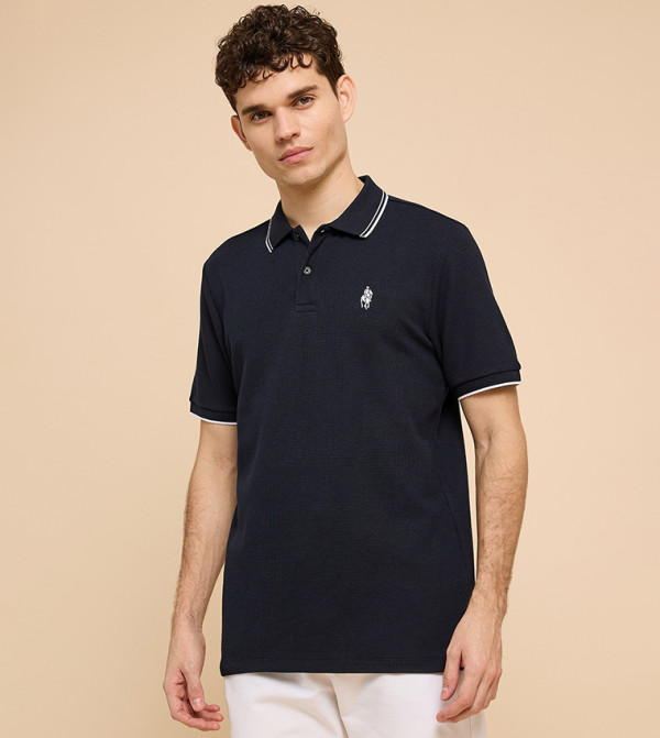 Logo Embroidered Polo T-Shirt with Short Sleeves