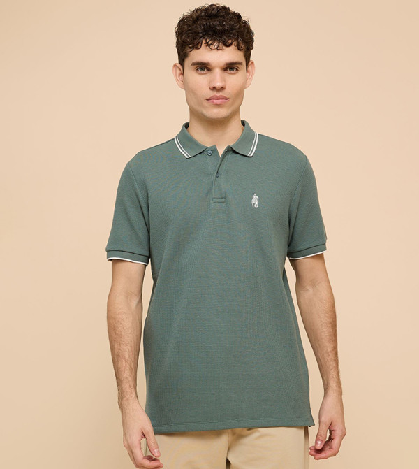 Logo Embroidered Polo T-Shirt with Short Sleeves