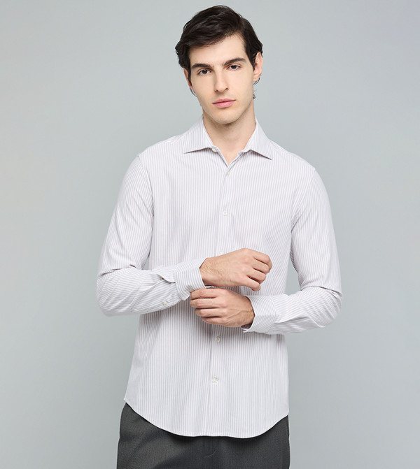 Striped Shirt with Classic Collar and Long Sleeves