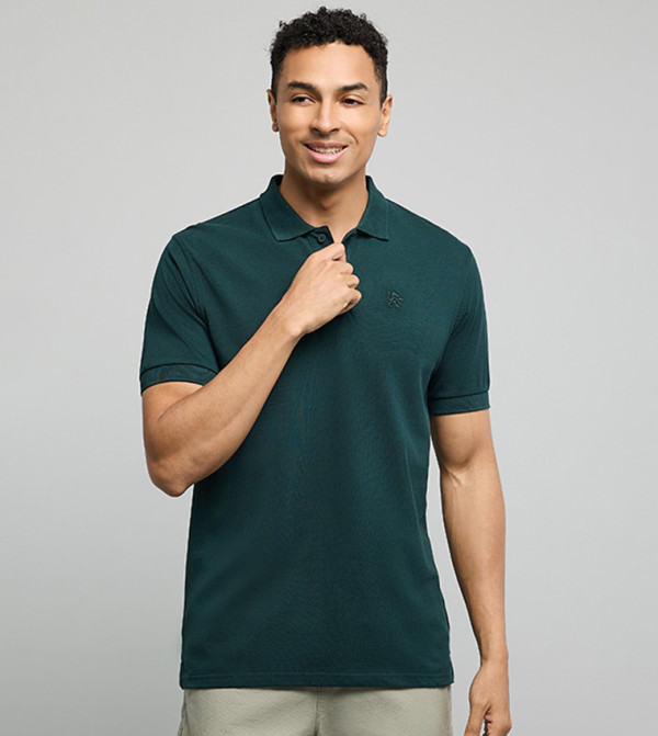 Solid Polo T-Shirt with Short Sleeves