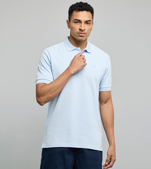 Solid Polo T-Shirt with Short Sleeves