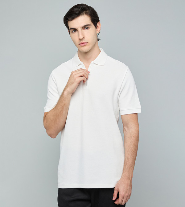 Textured Polo T-Shirt with Short Sleeves