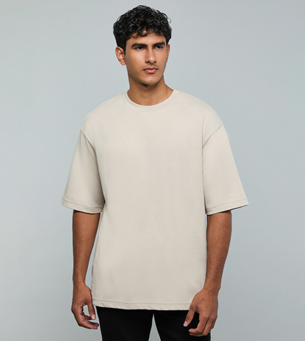 Solid T-Shirt with Crew Neck and Short Sleeves