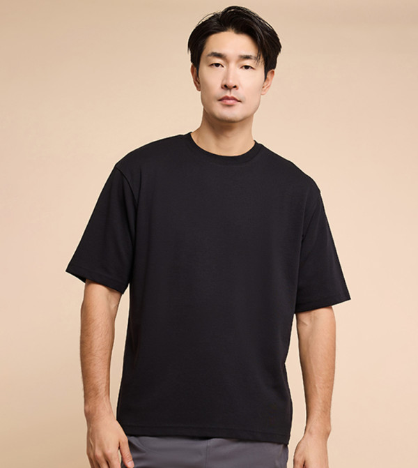 Solid T-Shirt with Crew Neck and Short Sleeves