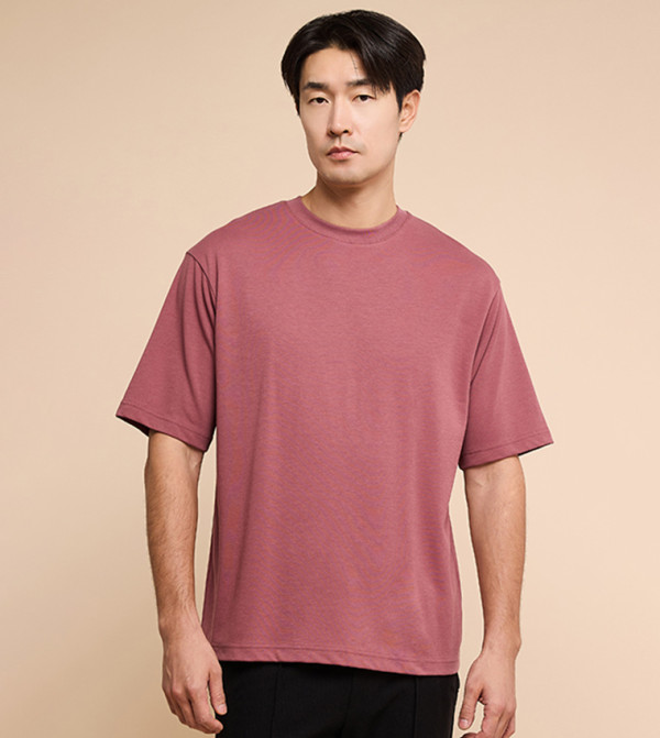 Solid T-Shirt with Crew Neck and Short Sleeves