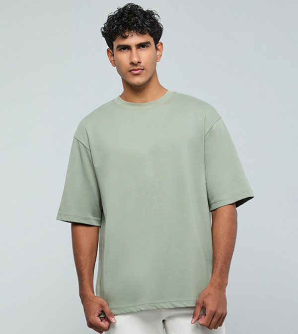Solid T-Shirt with Crew Neck and Short Sleeves
