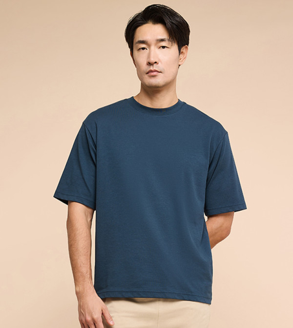 Solid T-Shirt with Crew Neck and Short Sleeves