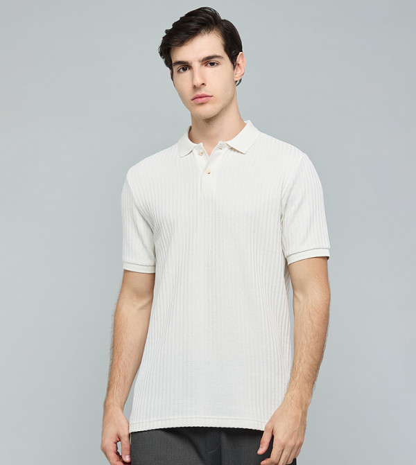 Textured Polo T-Shirt with Short Sleeves