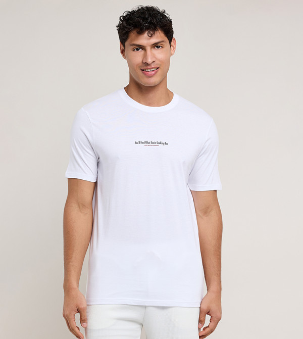 Print Detail T-Shirt with Crew Neck and Short Sleeves