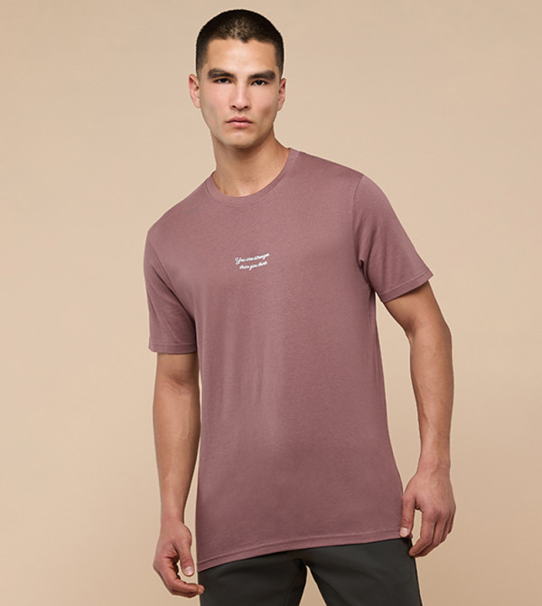 Typography Print T-Shirt with Crew Neck and Short Sleeves