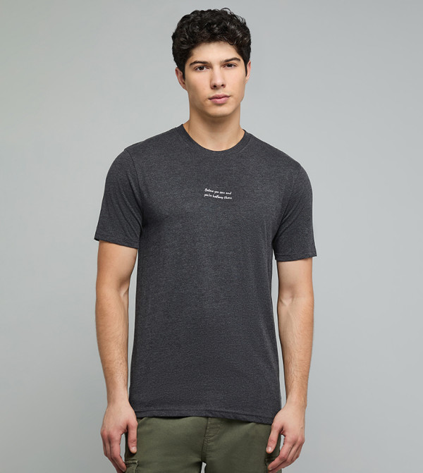 Printed T-Shirt with Crew Neck and Short Sleeves