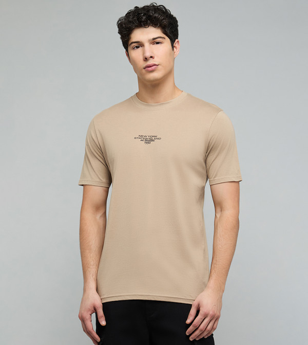 Printed T-Shirt with Crew Neck and Short Sleeves