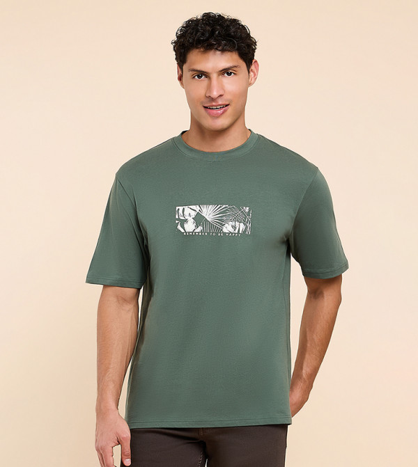 Printed T-Shirt with Crew Neck and Short Sleeves