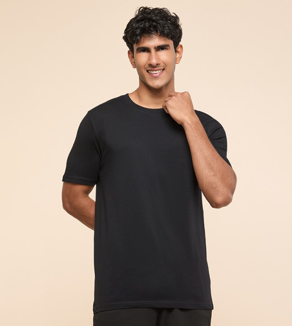 Solid T-Shirt with Crew Neck and Short Sleeves