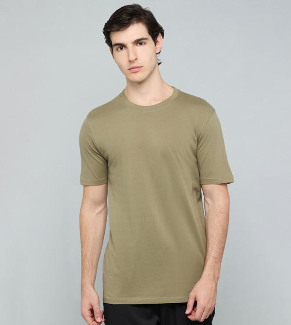 Solid T-Shirt with Crew Neck and Short Sleeves