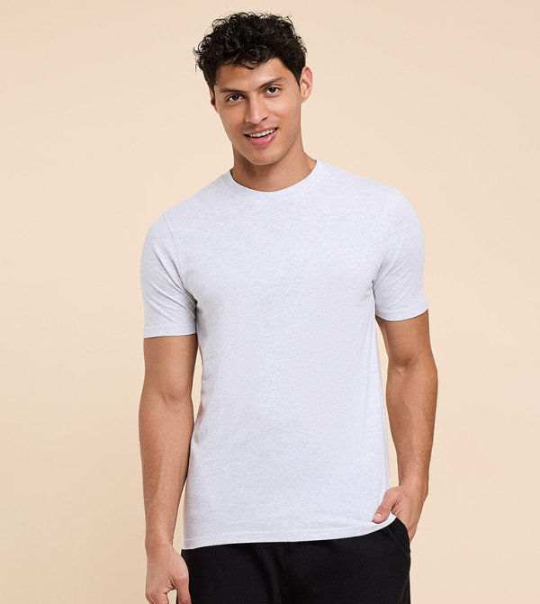 Solid T-Shirt with Crew Neck and Short Sleeves