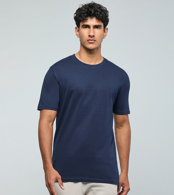 Solid T-Shirt with Crew Neck and Short Sleeves
