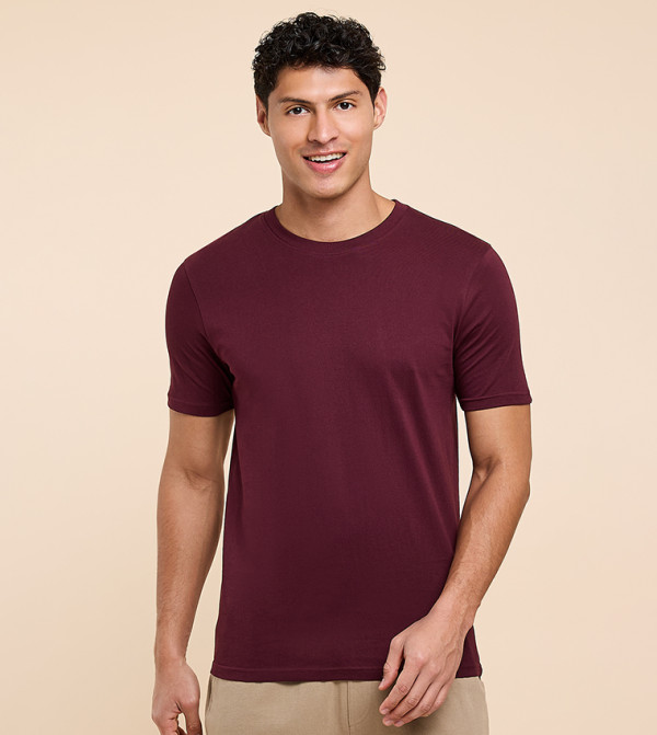 Solid T-Shirt with Crew Neck and Short Sleeves