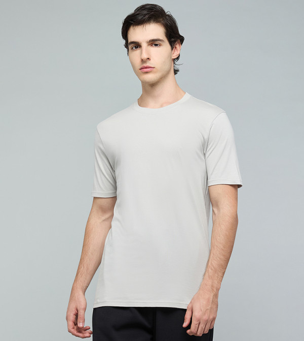 Solid T-Shirt with Crew Neck and Short Sleeves