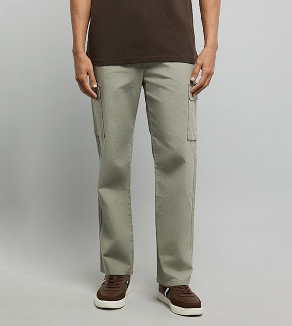 بنطلون كارغو سادة برباط على الخصر